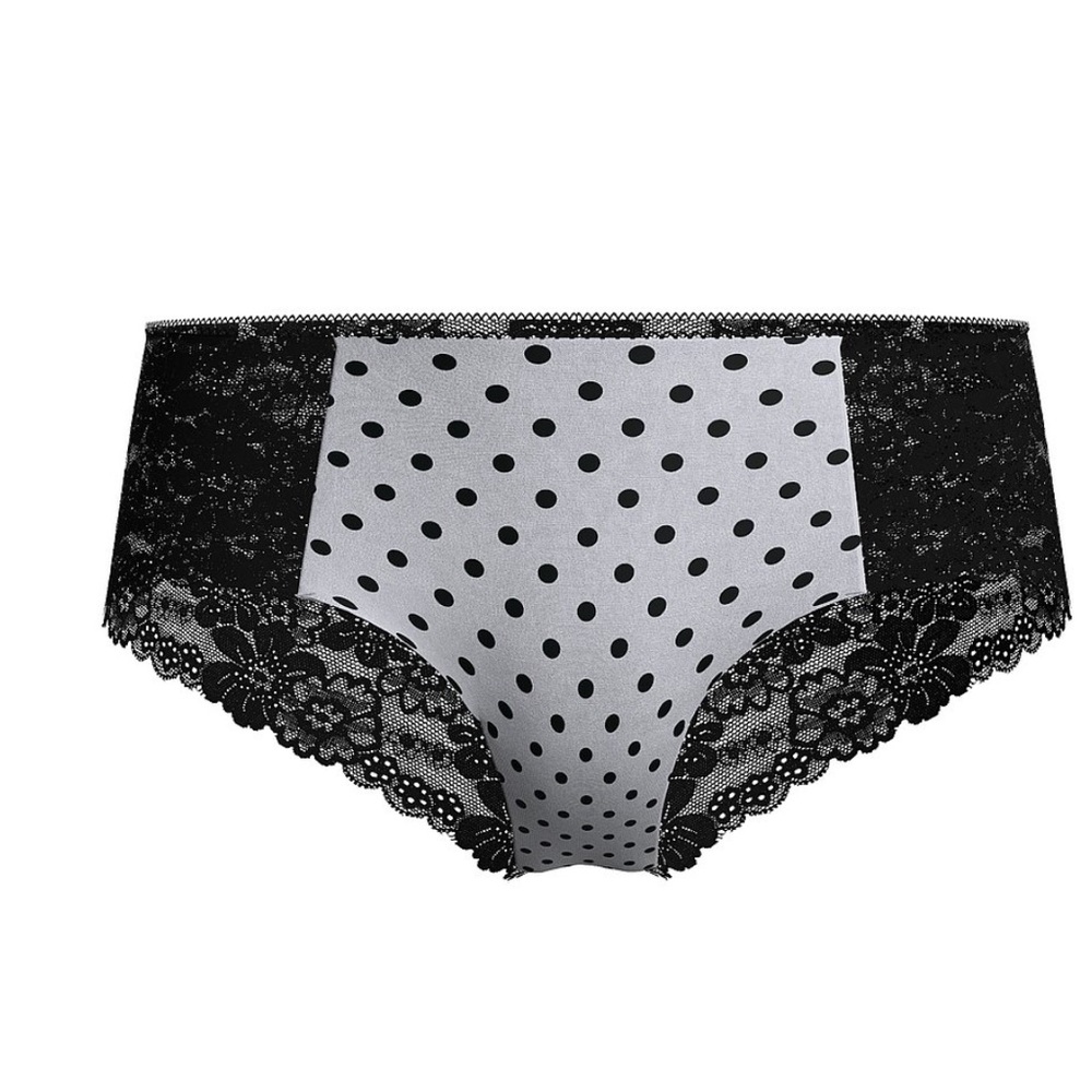 Polka Dot Lace Trim Panties - Black and White